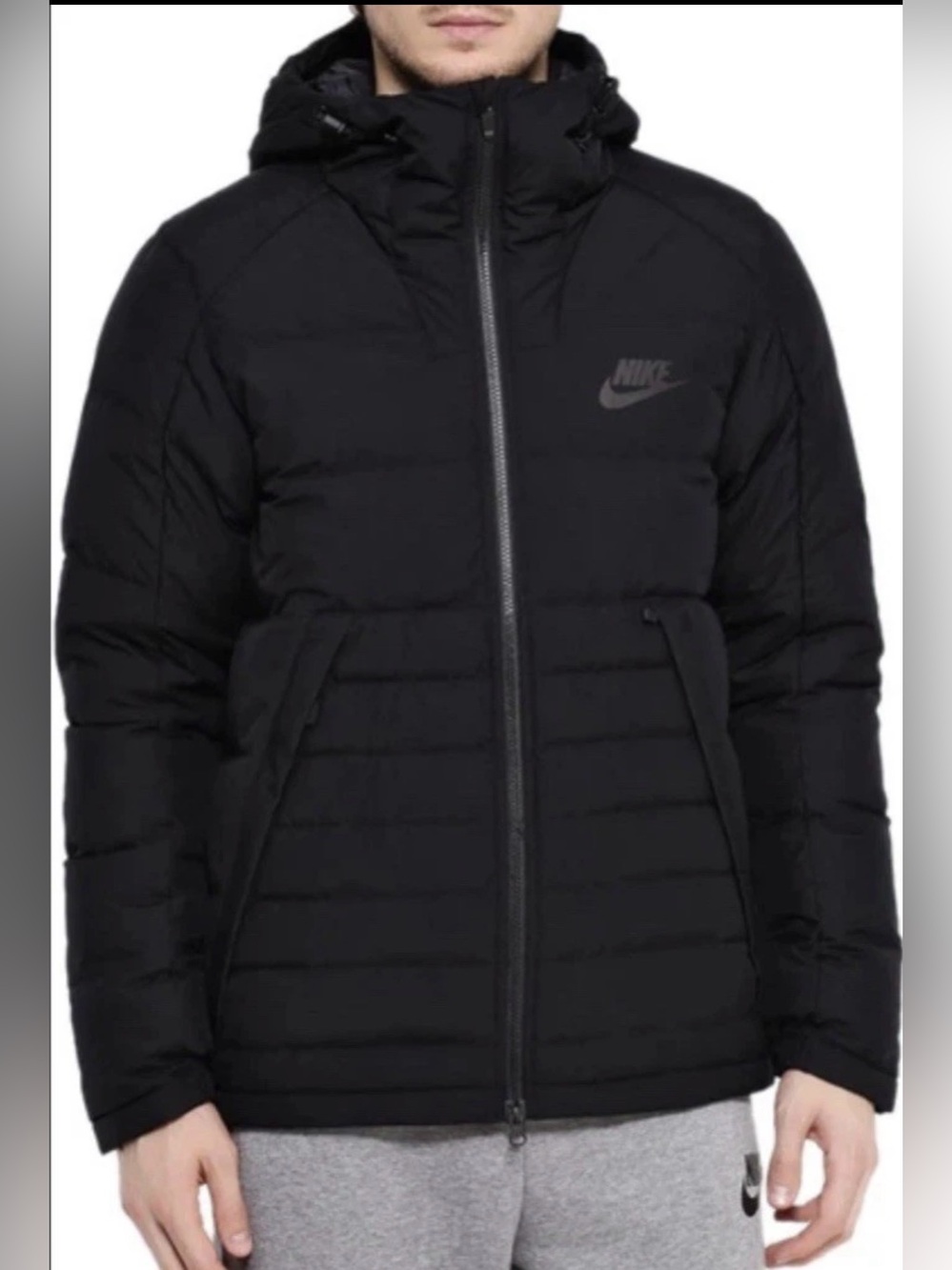 Nike NSW Sportswear Black Duck Down Fill Hooded Full Zip Puffer Jacket